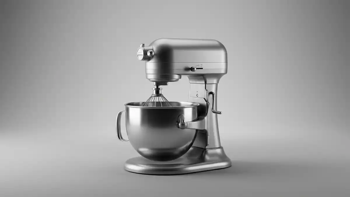 Fotorealistische Studioansicht von Kuechenmaschine in neutraler Produktdarstellung