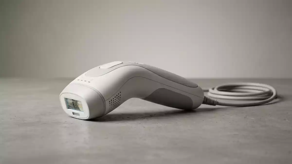Fotorealistische Studioansicht von IPL-Haarentferner in neutraler Produktdarstellung