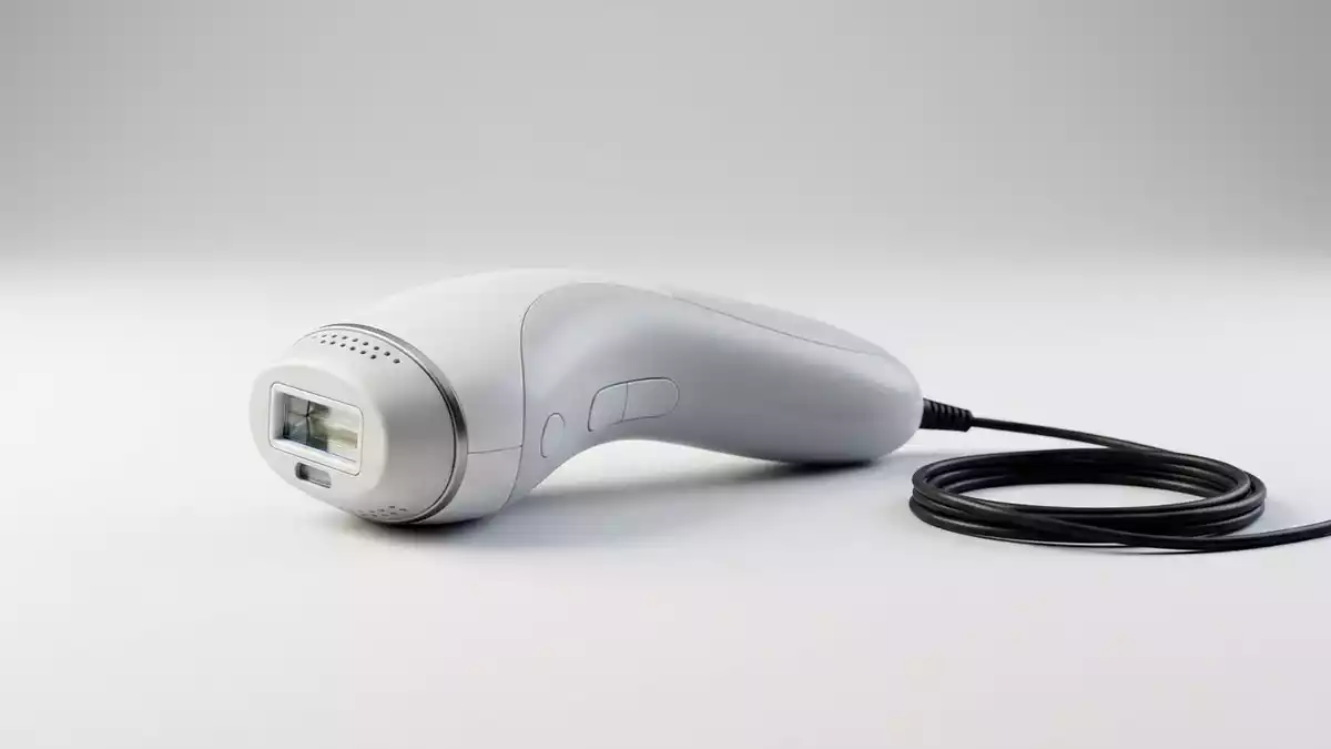 Fotorealistische Studioansicht von IPL-Haarentferner in neutraler Produktdarstellung