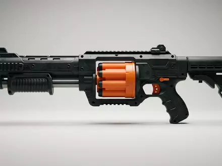 Fotorealistische Studioaufnahme von Schaumstoffblaster zum Thema Nerf Elite 2.0 Commander, klare Lichtfuehrung - Foto: THN