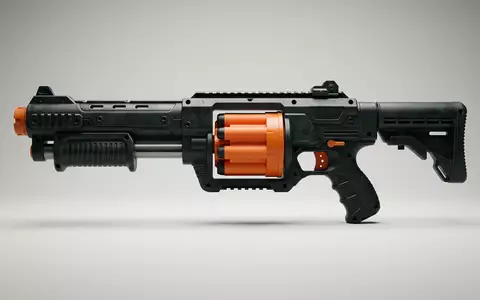 Fotorealistische Studioaufnahme von Schaumstoffblaster zum Thema Nerf Elite 2.0 Commander, klare Lichtfuehrung - Foto: THN