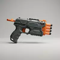 Fotorealistische Studioaufnahme von Schaumstoffblaster zum Thema Nerf Fortnite TS-1 Blaster, klare Lichtfuehrung - Foto: THN