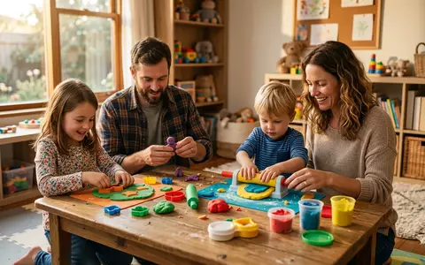 Fotorealistische Aufnahme von Knetset im Spielzimmer zum Thema Play-Doh Küchenmaschinen-Set Knete, warmes Abendlicht - Foto: THN