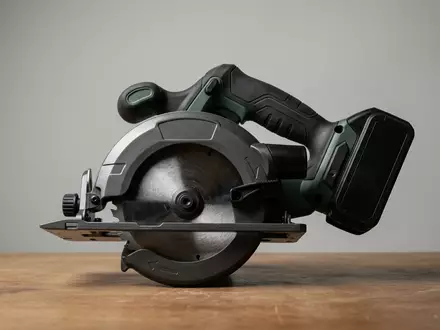 Fotorealistische Studioaufnahme von Akku Kreissaege zum Thema DeWalt DCS391D2 18V XR, klare Lichtfuehrung - Foto: THN