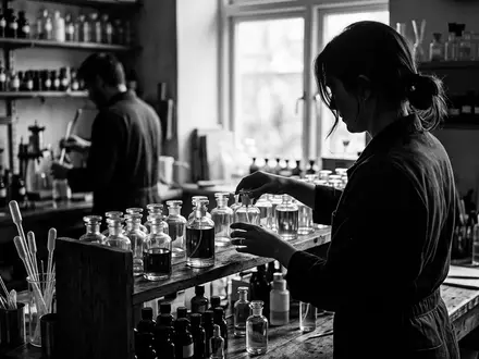Schwarzweiss-Reportage mit Parfuem zum Thema Dior Poison Girl EdP, hoher Kontrast, sachlich dargestellt - Foto: THN