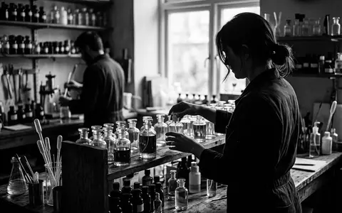 Schwarzweiss-Reportage mit Parfuem zum Thema Dior Poison Girl EdP, hoher Kontrast, sachlich dargestellt - Foto: THN