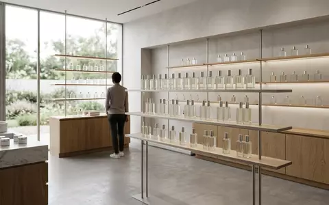 Architektur-Render im Parfuemerie mit Parfuem zum Thema Dior Poison Girl EdP, neutrales Tageslicht - Foto: THN