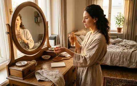 Fotorealistische Aufnahme von Parfuem im Schlafzimmer zum Thema Dior Miss Dior Eau, warmes Abendlicht - Foto: THN