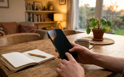 Fotorealistische Aufnahme von Displayschutzglas beim Heimsetup zum Thema amFilm Panzerglas Samsung Galaxy, warmes Abendlicht - Foto: THN