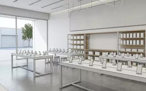 Architektur-Render im Elektronikfachgeschaeft mit Displayschutzglas zum Thema amFilm OneTouch Panzerglas Samsung, neutrales Tageslicht - Foto: THN