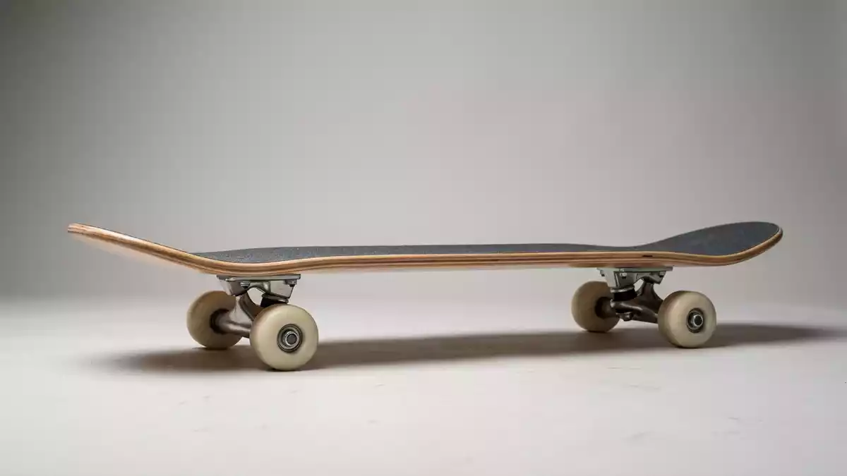 Fotorealistische Studioansicht von Skateboard in neutraler Produktdarstellung, neutral