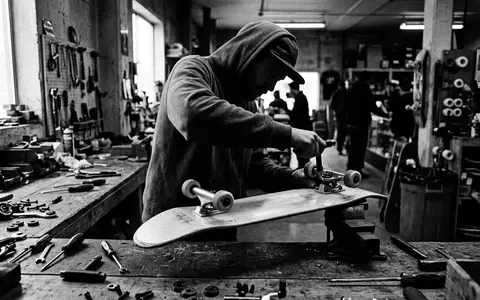 Schwarzweiss-Reportage mit Skateboard zum Thema Santa Cruz Screaming Hand, hoher Kontrast, sachlich dargestellt - Foto: THN