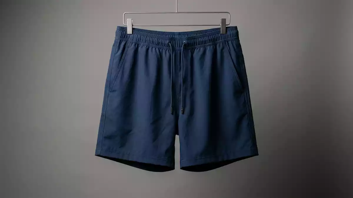 Fotorealistische Studioansicht von Badeshorts in neutraler Produktdarstellung, neutral