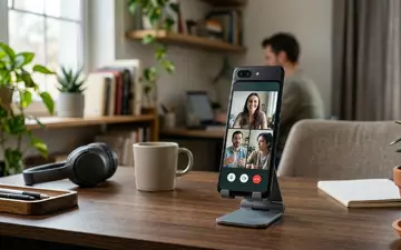 Fotorealistische Aufnahme von Smartphone am Schreibtisch zum Thema Sony Xperia 5 VII, natuerliches Licht - Foto: THN