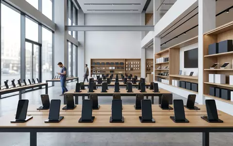 Architektur-Render im Elektronikgeschaeft mit Smartphone zum Thema Sony Xperia 5 VII, neutrales Tageslicht - Foto: THN