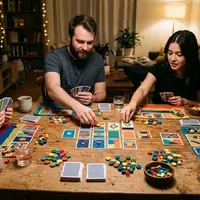 Fotorealistische Aufnahme von Kartenspiel beim Spieleabend zum Thema Wizard, natuerliches Licht, sachlich dargestellt - Foto: THN