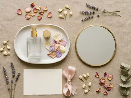 Flatlay-Arrangement rund um Parfuem zum Thema Givenchy Gentleman Cologne EdT, weiches Oberlicht - Foto: THN