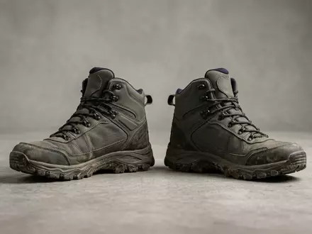 Fotorealistische Studioaufnahme von Wanderschuhe zum Thema Adidas Terrex Free Hiker, klare Lichtfuehrung - Foto: THN
