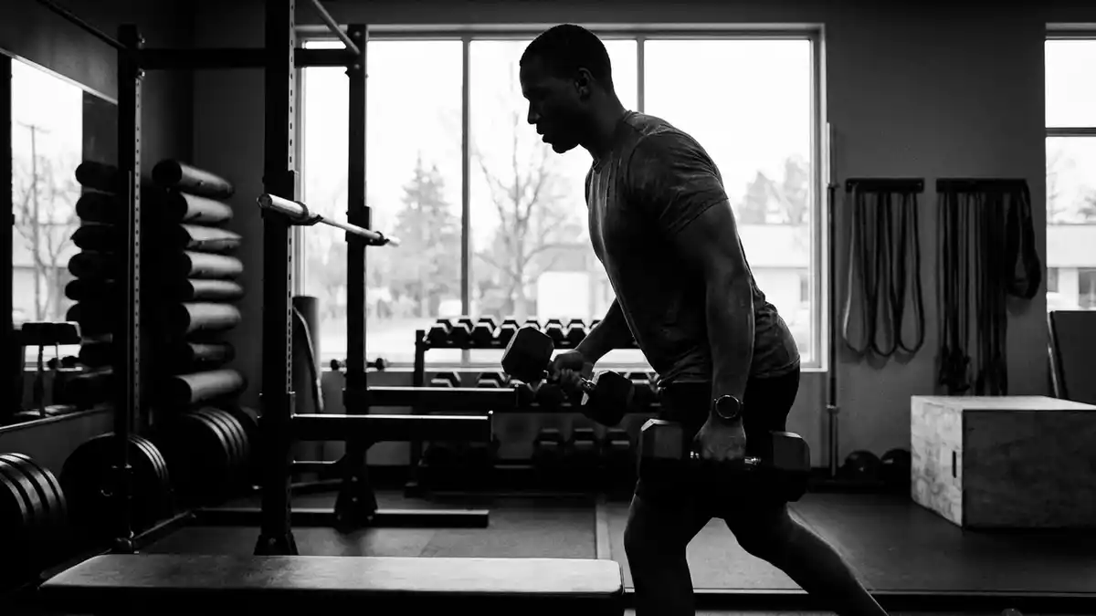 Schwarzweiss-Reportagebild mit Fitnessuhr in dokumentarischer Arbeitsumgebung, neutral