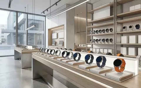 Architektur-Render im Elektronikgeschaeft mit Smartuhr zum Thema Garmin Vivoactive 5 Smartwatch, neutrales Tageslicht - Foto: THN