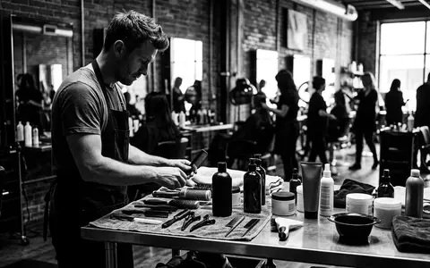 Schwarzweiss-Reportage mit Haarspuelung zum Thema Olaplex No.5 Bond Maintenance, hoher Kontrast, sachlich dargestellt - Foto: THN
