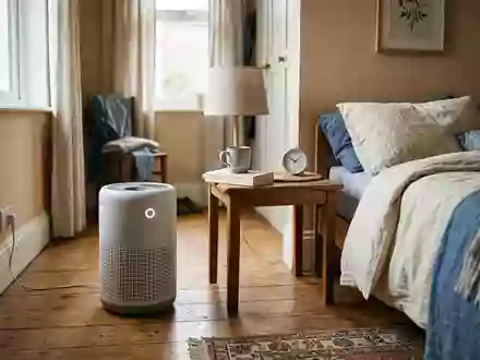 Fotorealistische Aufnahme von Luftreiniger im Schlafzimmer zum Thema Xiaomi Smart Air Purifier, natuerliches Licht - Foto: THN