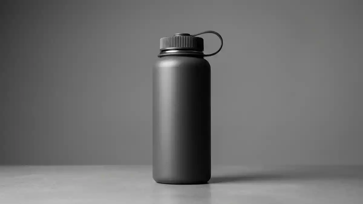 Fotorealistische Studioansicht von Trinkflasche in neutraler Produktdarstellung
