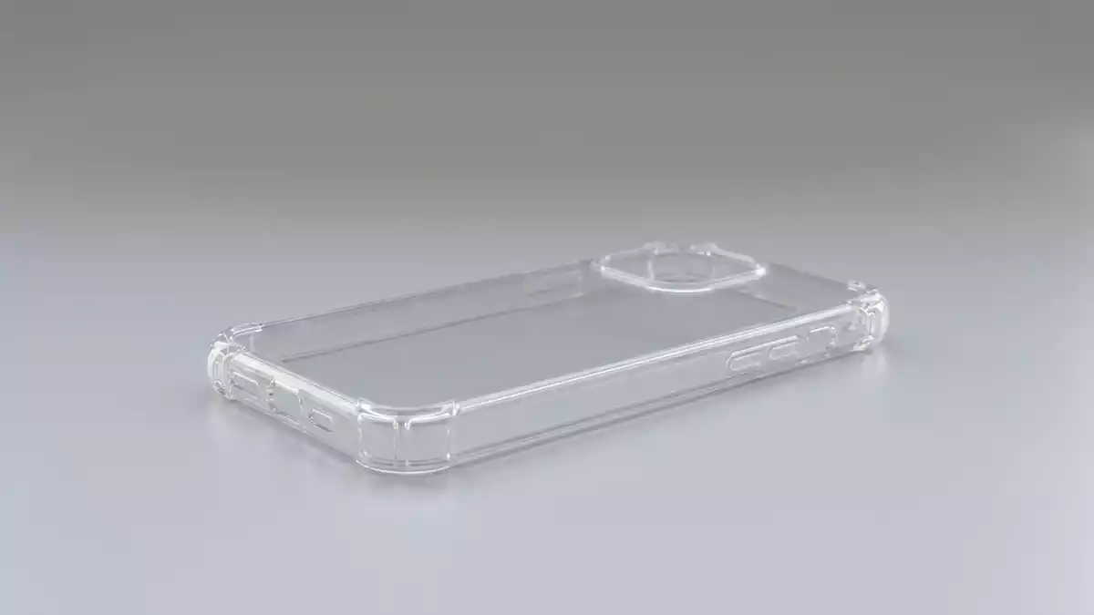 Fotorealistische Studioansicht von Telefonschutzhulle in neutraler Produktdarstellung