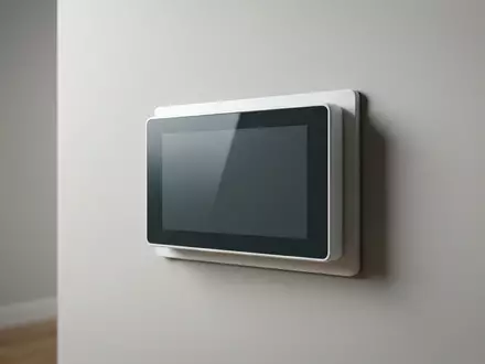 Fotorealistische Studioaufnahme von Wandthermostat zum Thema Meross Smartes WLAN Thermostat, klare Lichtfuehrung - Foto: THN