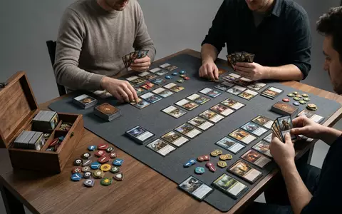 Fotorealistische Studioaufnahme von Kartenspiel zum Thema Catan, klare Lichtfuehrung, sachlich dargestellt, markenneutral - Foto: THN