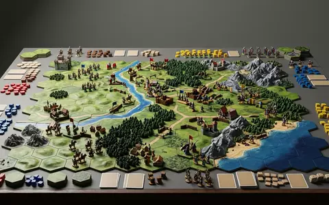 Fotorealistische Studioaufnahme von Strategiespiel zum Thema Catan, klare Lichtfuehrung, sachlich dargestellt, markenneutral - Foto: THN