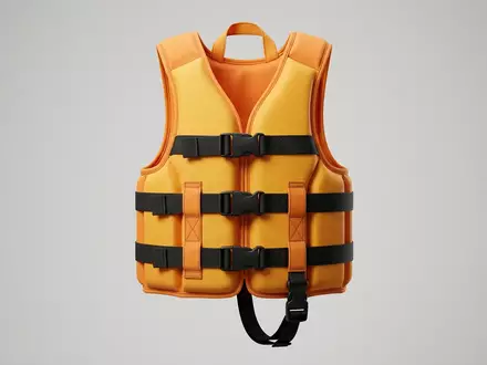 Fotorealistische Studioaufnahme von Schwimmweste zum Thema Konfidence Schwimmjacke Kinder Auftriebshilfe, klare Lichtfuehrung - Foto: THN