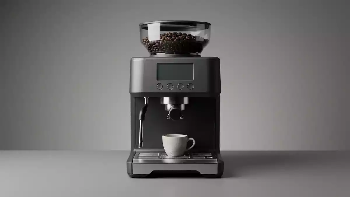 Fotorealistische Studioansicht von Kaffeevollautomat in neutraler Produktdarstellung