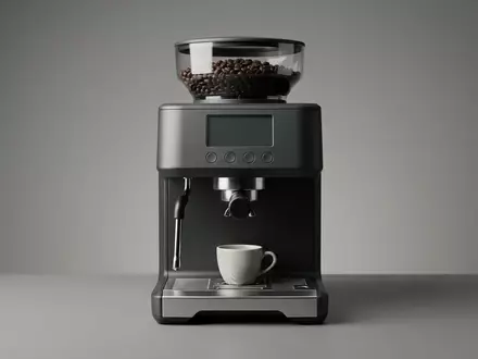 Fotorealistische Studioaufnahme von Kaffeevollautomat zum Thema Melitta Purista F230-101 Kaffeevollautomat, klare Lichtfuehrung - Foto: THN