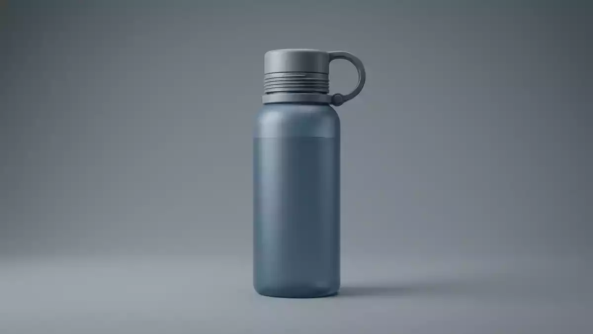 Fotorealistische Studioansicht von Trinkflasche in neutraler Produktdarstellung
