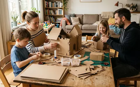 Fotorealistische Aufnahme von Bastelset am Basteltisch zum Thema Makedo Entdeckerset Pappe Basteln, natuerliches Licht - Foto: THN