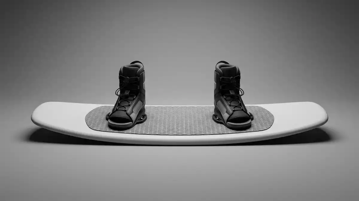 Fotorealistische Studioansicht von Wakeboard in neutraler Produktdarstellung, neutral