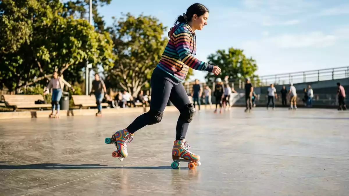 Fotorealistische Ansicht von Rollschuhe auf der Rollbahn in realer Umgebung, neutral