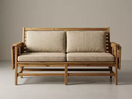 Fotorealistische Studioaufnahme von Gartensofa zum Thema IKEA ÄPPLARÖ Gartensofa 2-Sitzer, klare Lichtfuehrung - Foto: THN