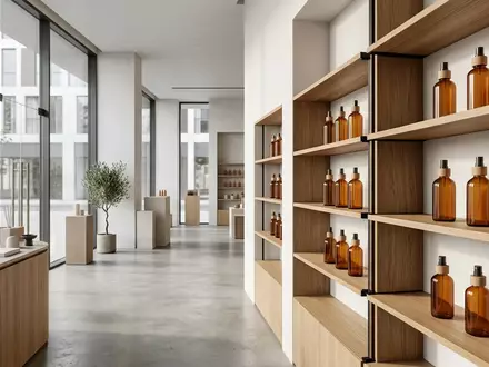 Architektur-Render im Parfuemerie mit Eau de Parfum zum Thema Rabanne Invictus Victory EdP, neutrales Tageslicht - Foto: THN