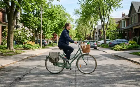 Fotorealistische Aufnahme von City-Fahrrad beim Einkaufen zum Thema Prophete Geniesser City Bike, natuerliches Licht - Foto: THN
