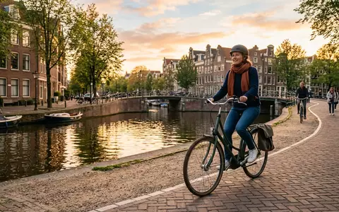 Fotorealistische Aufnahme von City-Fahrrad am Kanal zum Thema Prophete Geniesser City Bike, warmes Abendlicht - Foto: THN