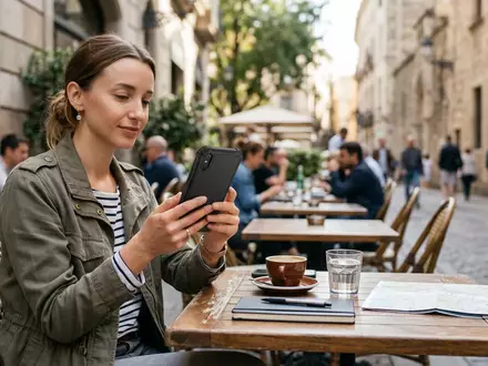 Fotorealistische Aufnahme von Smartphonehuelle im Cafe zum Thema OtterBox Commuter Hülle Samsung, natuerliches Licht - Foto: THN