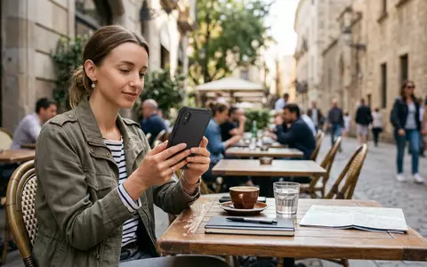 Fotorealistische Aufnahme von Smartphonehuelle im Cafe zum Thema OtterBox Commuter Hülle Samsung, natuerliches Licht - Foto: THN