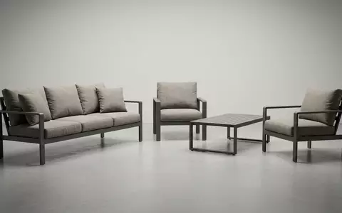 Fotorealistische Studioaufnahme von Gartenlounge zum Thema Outsunny Gartenmöbel Set 4-tlg, klare Lichtfuehrung - Foto: THN