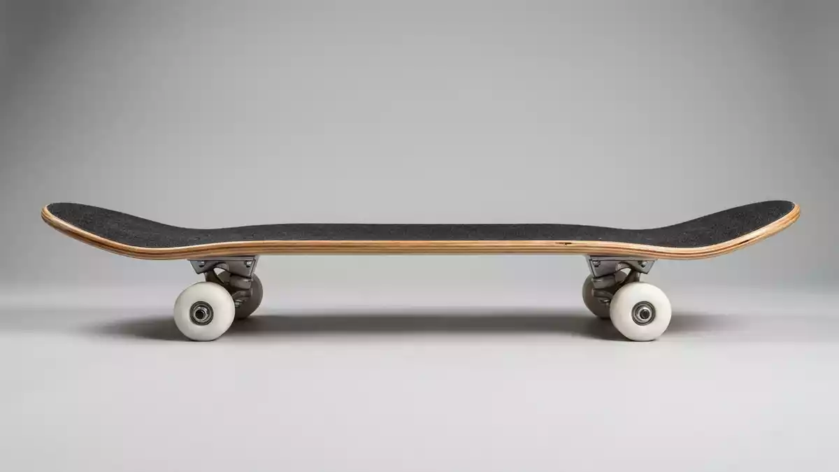 Fotorealistische Studioansicht von Skateboard in neutraler Produktdarstellung, neutral