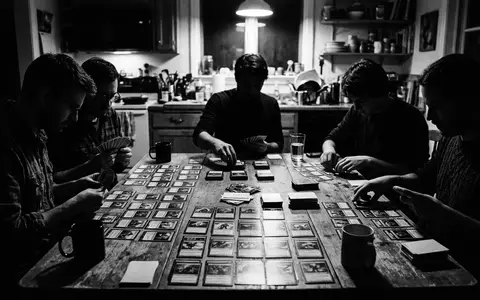 Schwarzweiss-Reportage mit Kartenspiel zum Thema Saboteur, hoher Kontrast, sachlich dargestellt, markenneutral, redaktionelle Verwendung - Foto: THN