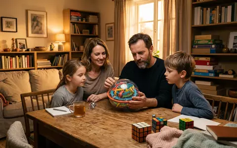 Fotorealistische Aufnahme von 3D Labyrinthkugel zu Hause zum Thema Spin Master Perplexus Epic, warmes Abendlicht - Foto: THN