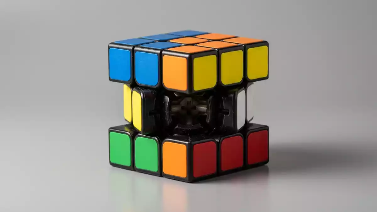 Fotorealistische Studioansicht von Drehpuzzle in neutraler Produktdarstellung, neutral