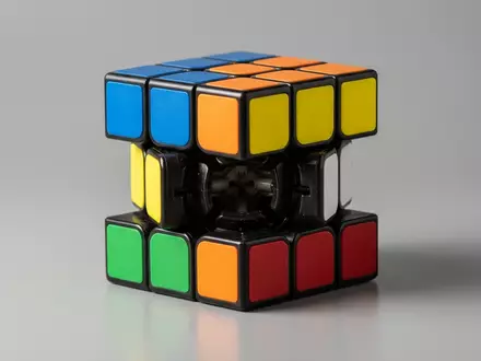 Fotorealistische Studioaufnahme von Drehpuzzle zum Thema Spin Master Rubik's Cube, klare Lichtfuehrung - Foto: THN